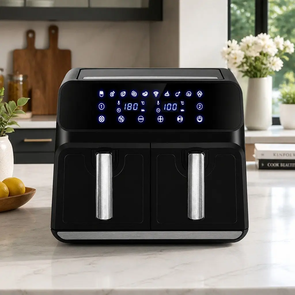 Air Fryer Dual Zone 8L Digital Touch Control Kitchen Appliance Black