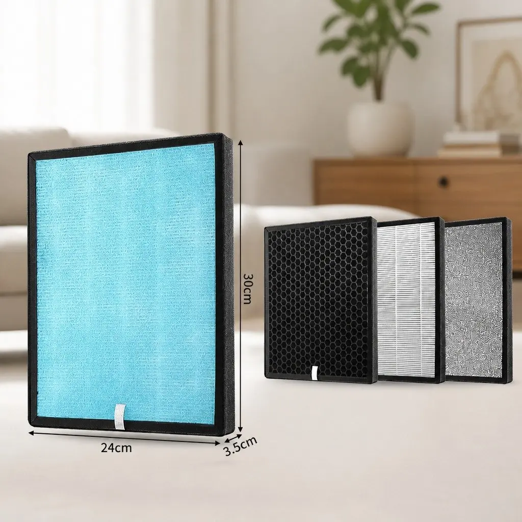 Air Purifier Replacement Filter 5-Layer Filtration HEPA Activated Carbon Cold Catalyst 24cm x 3.5cm x 30cm
