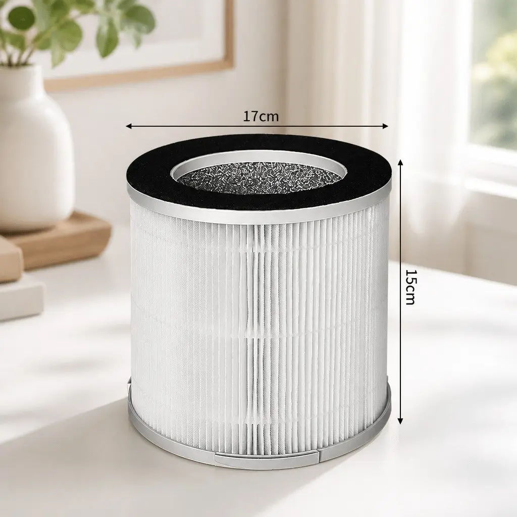 Air Purifier Filter 3-Layer Photocatalyst HEPA System 17cm Diameter 15cm Height