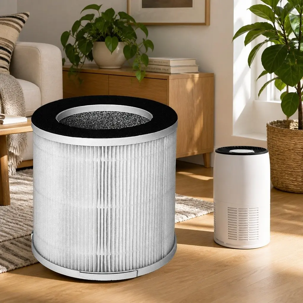 Air Purifier Filter 3-Layer Photocatalyst HEPA System 17cm Diameter 15cm Height