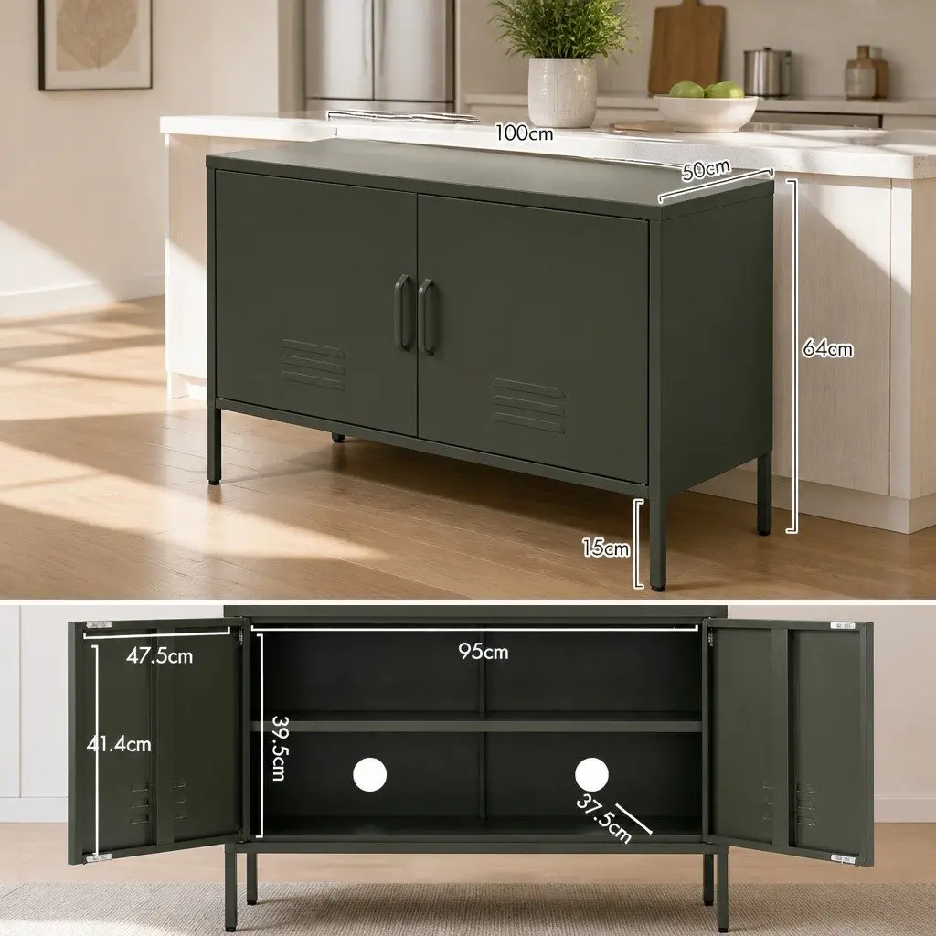 Buffet Sideboard Cold Rolled Steel 100cm Green