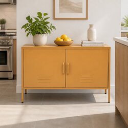 Metal Buffet Sideboard Cabinet Yellow Storage Dining Furniture Modern Design