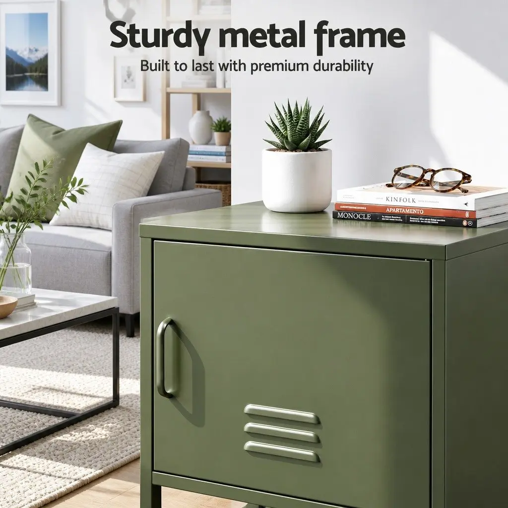 Buffet Sideboard Cabinet Storage Cupboard Cold Rolled Steel 60cm W x 40cm D x 101.5cm H Green Set of 2