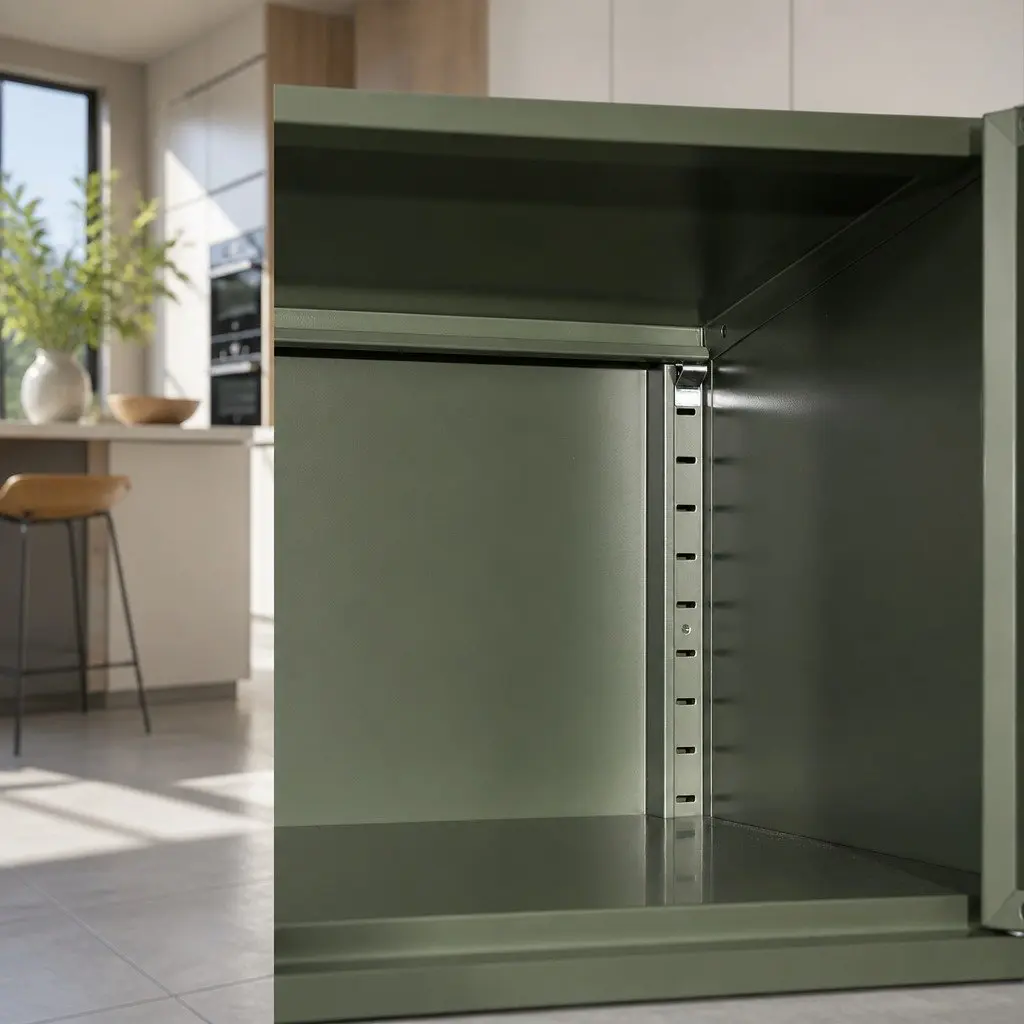 Green Metal Sideboard Cabinet Storage Dining Room Double Shelf 60cm W x 40cm D x 101.5cm H