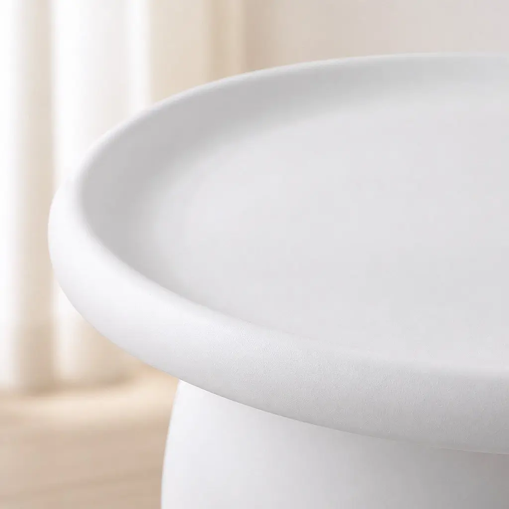 Round White Coffee Table 71CM Pedestal Base Easy to Clean Living Room Furniture