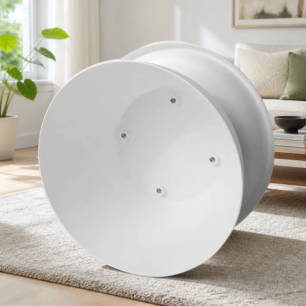 Round White Coffee Table 71CM Pedestal Base Easy to Clean Living Room Furniture