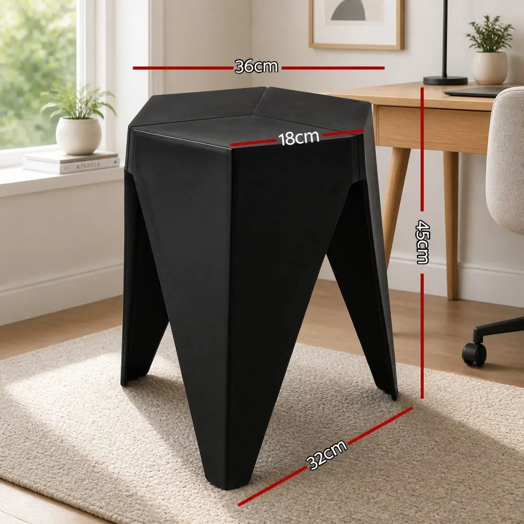 4PC Stackable Bar Stools Polypropylene 36cm x 32cm x 45cm Black