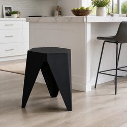 Bar Stools Set of 2 Puzzle Design Stackable Modern Home Indoor Outdoor Black
