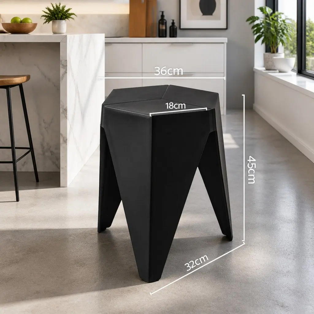 Bar Stools Stackable Polypropylene 36cm x 32cm x 45cm Black