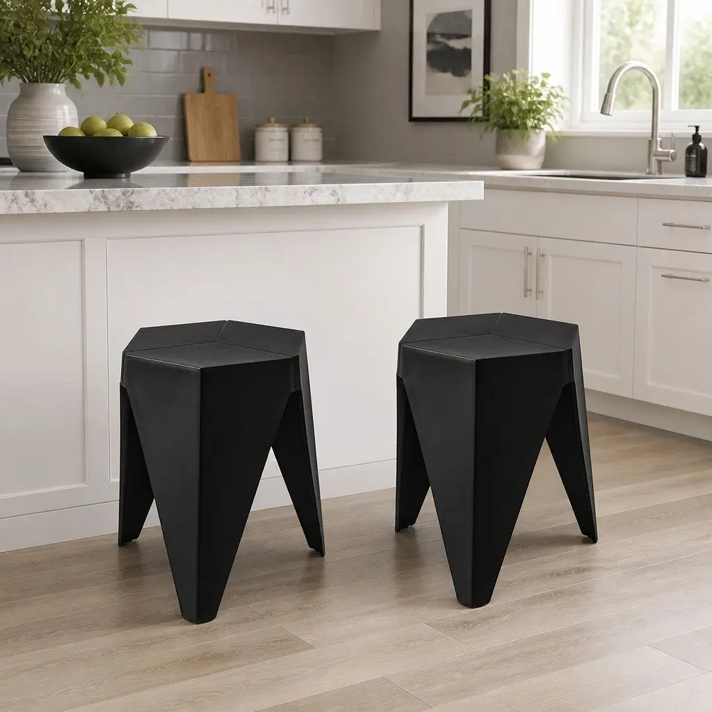 Bar Stools Stackable Polypropylene 36cm x 32cm x 45cm Black