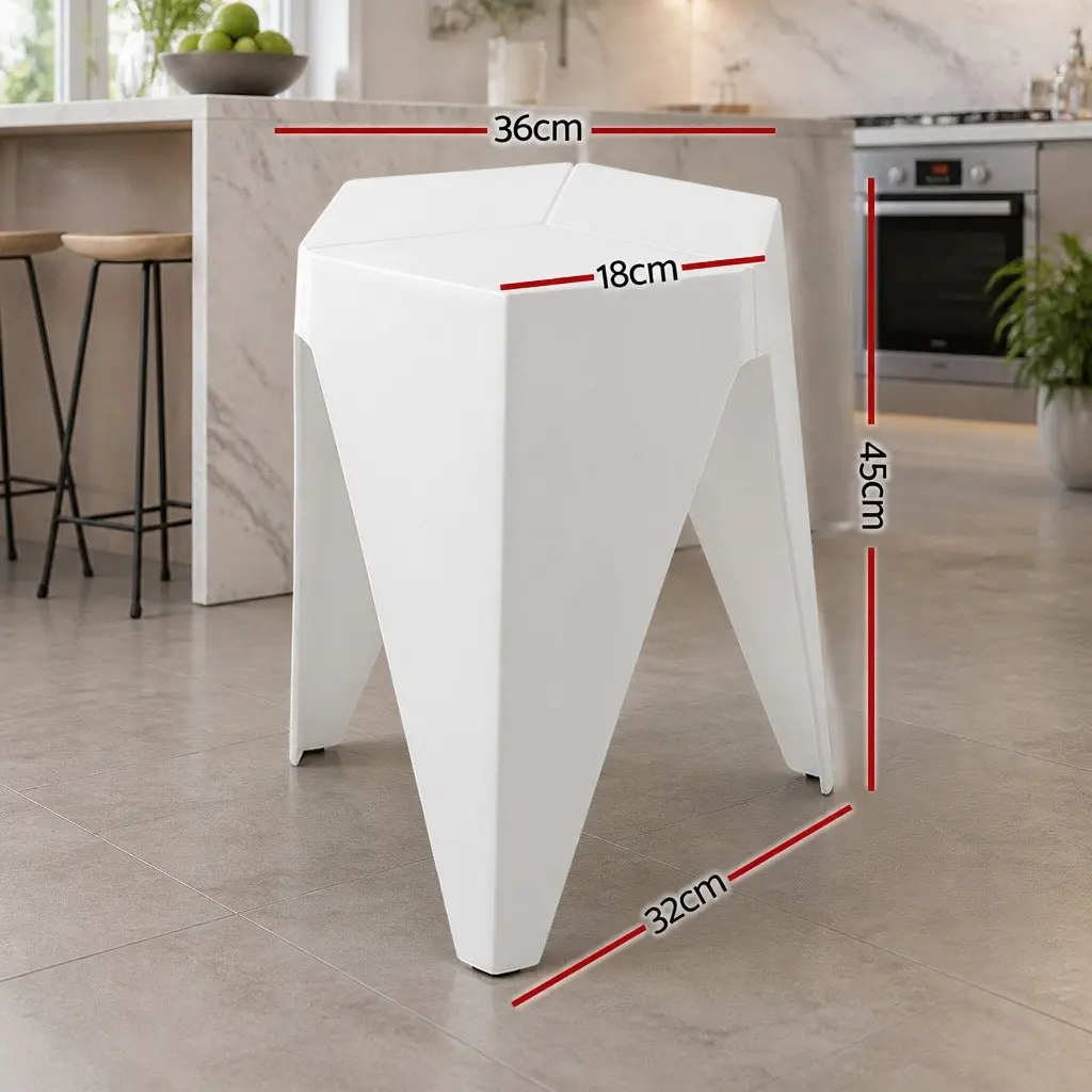4PC Stackable Bar Stools Polypropylene 36cm W x 32cm D x 45cm H White