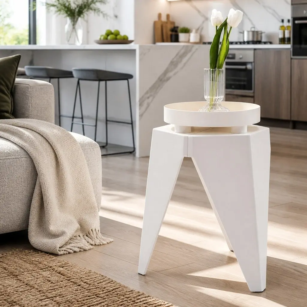 4PC Stackable Bar Stools Polypropylene 36cm W x 32cm D x 45cm H White