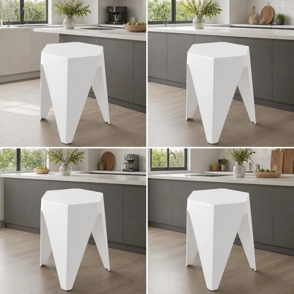 4PC Stackable Bar Stools Polypropylene 36cm W x 32cm D x 45cm H White