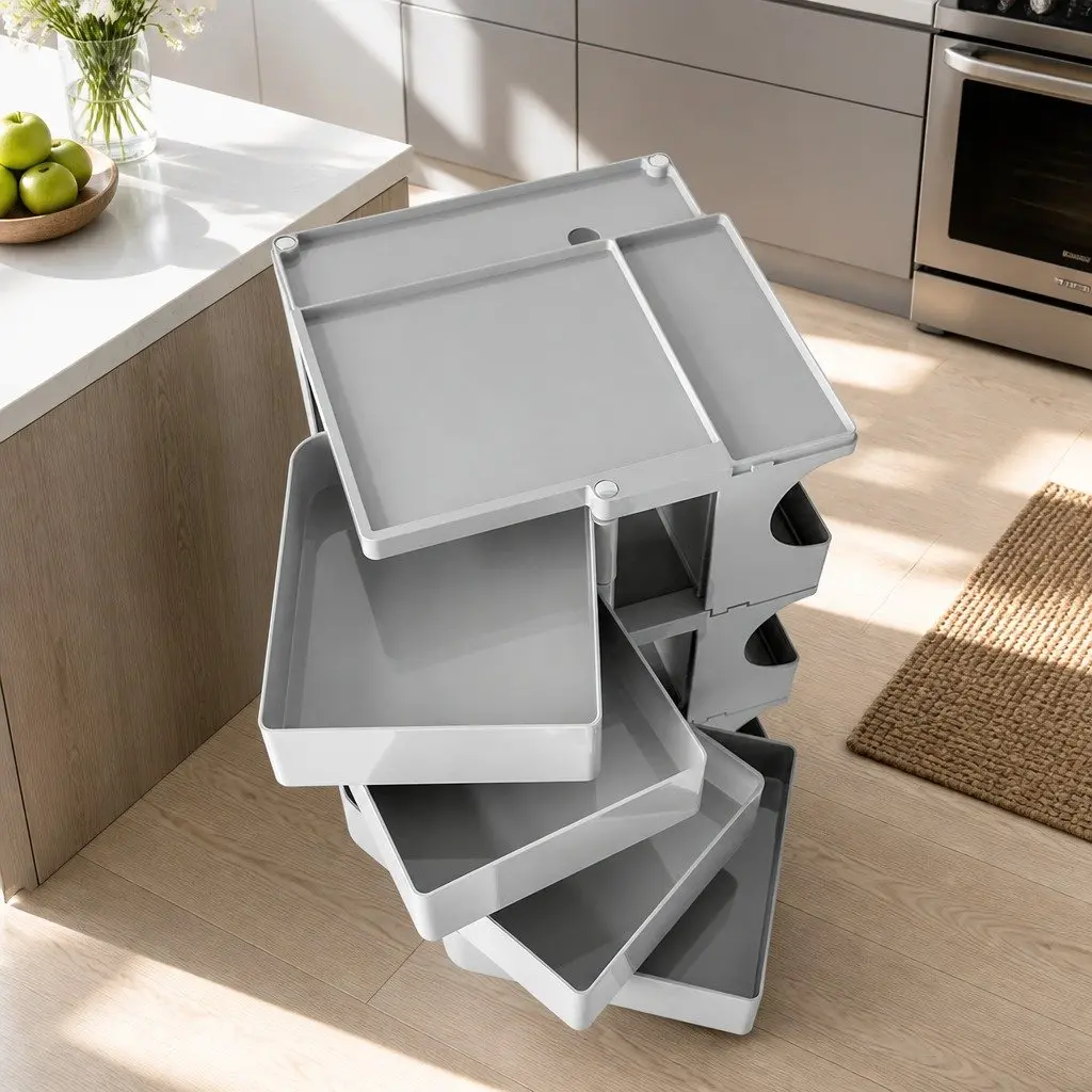 Storage Trolley 5 Tier Organiser Cart PP Grey