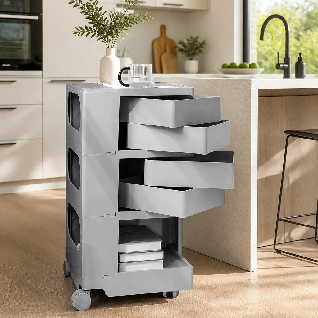 Storage Trolley 5 Tier Organiser Cart PP Grey