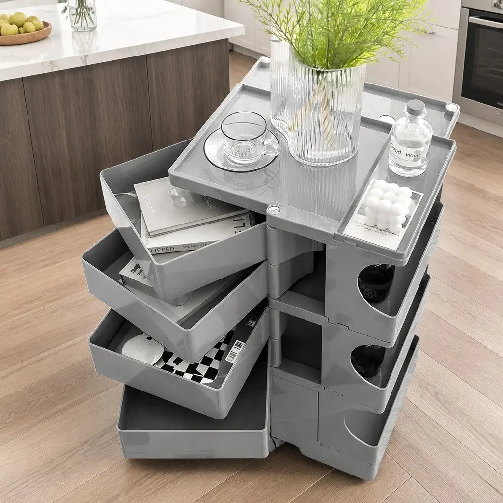Storage Trolley 5 Tier Organiser Cart PP Grey