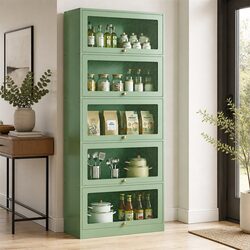 Buffet Sideboard 5-Tier Storage Cabinet Light Green Modern Dining Room Furniture