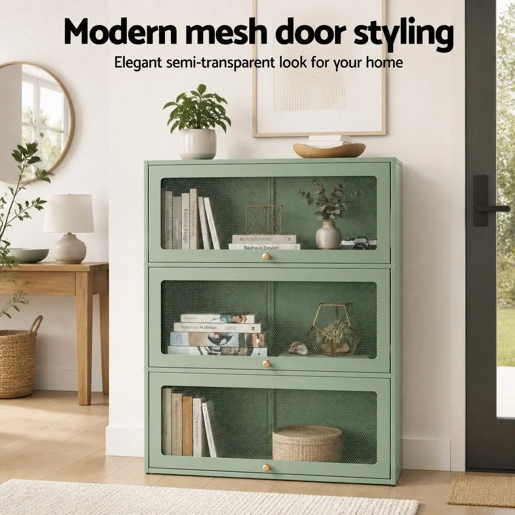 Buffet Sideboard Cold-Rolled Steel 5-Tier Storage Cabinet Light Green