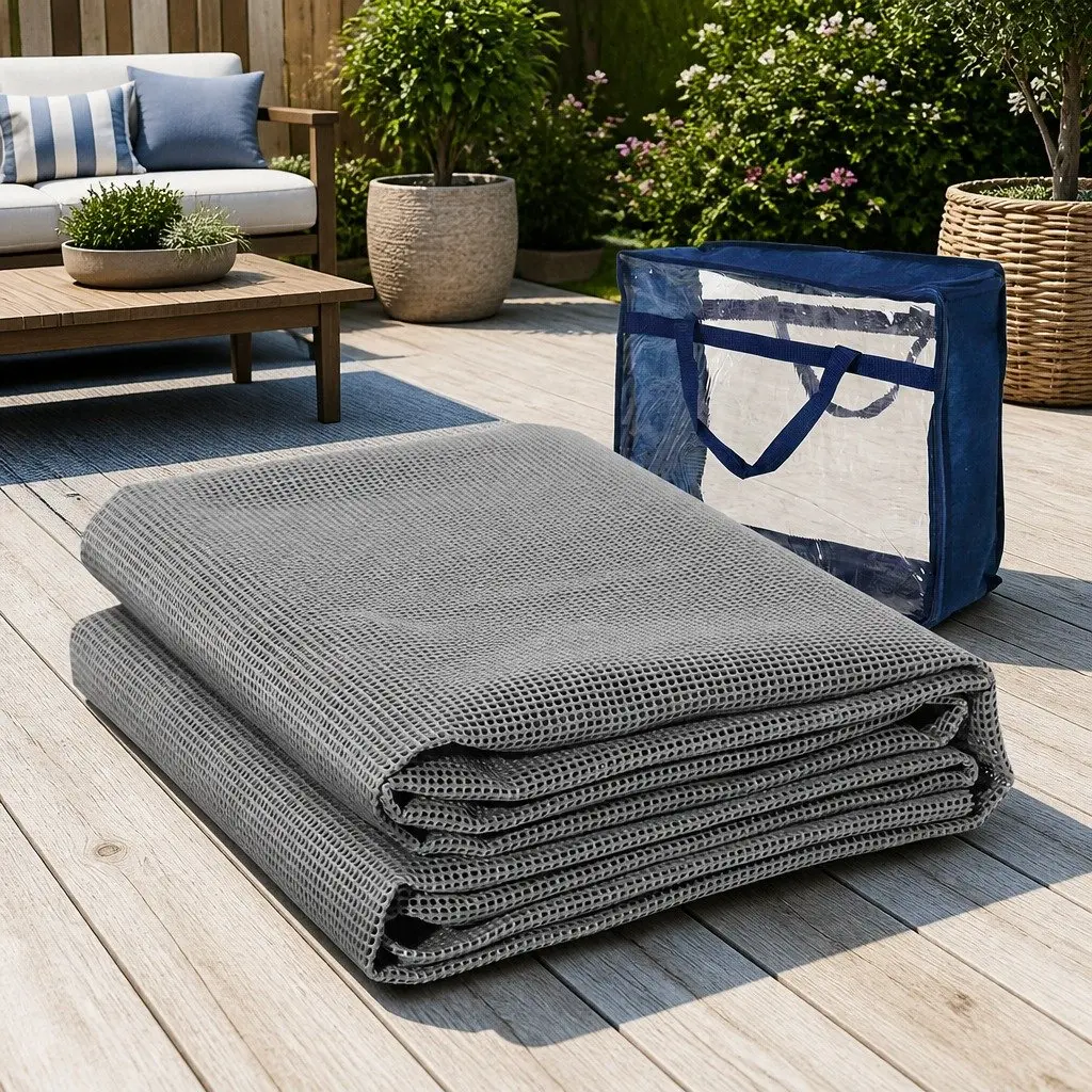 Annex Matting Floor Mats 4M x 2.5M Grey Mesh Outdoor Camping