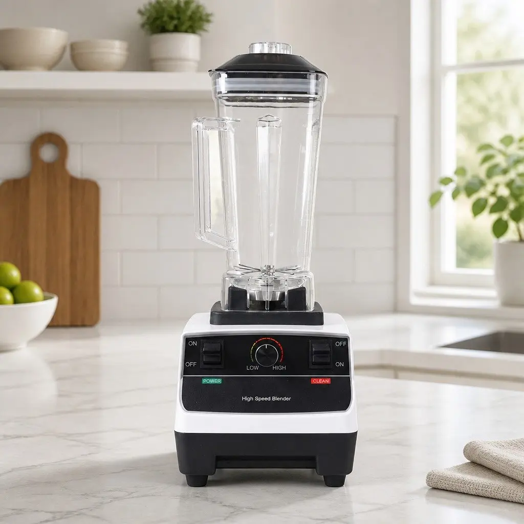 Commercial Blender 2L Food-grade Polycarbonate White 1800W with 10 Speed Settings and 6 Stainless Steel Blades