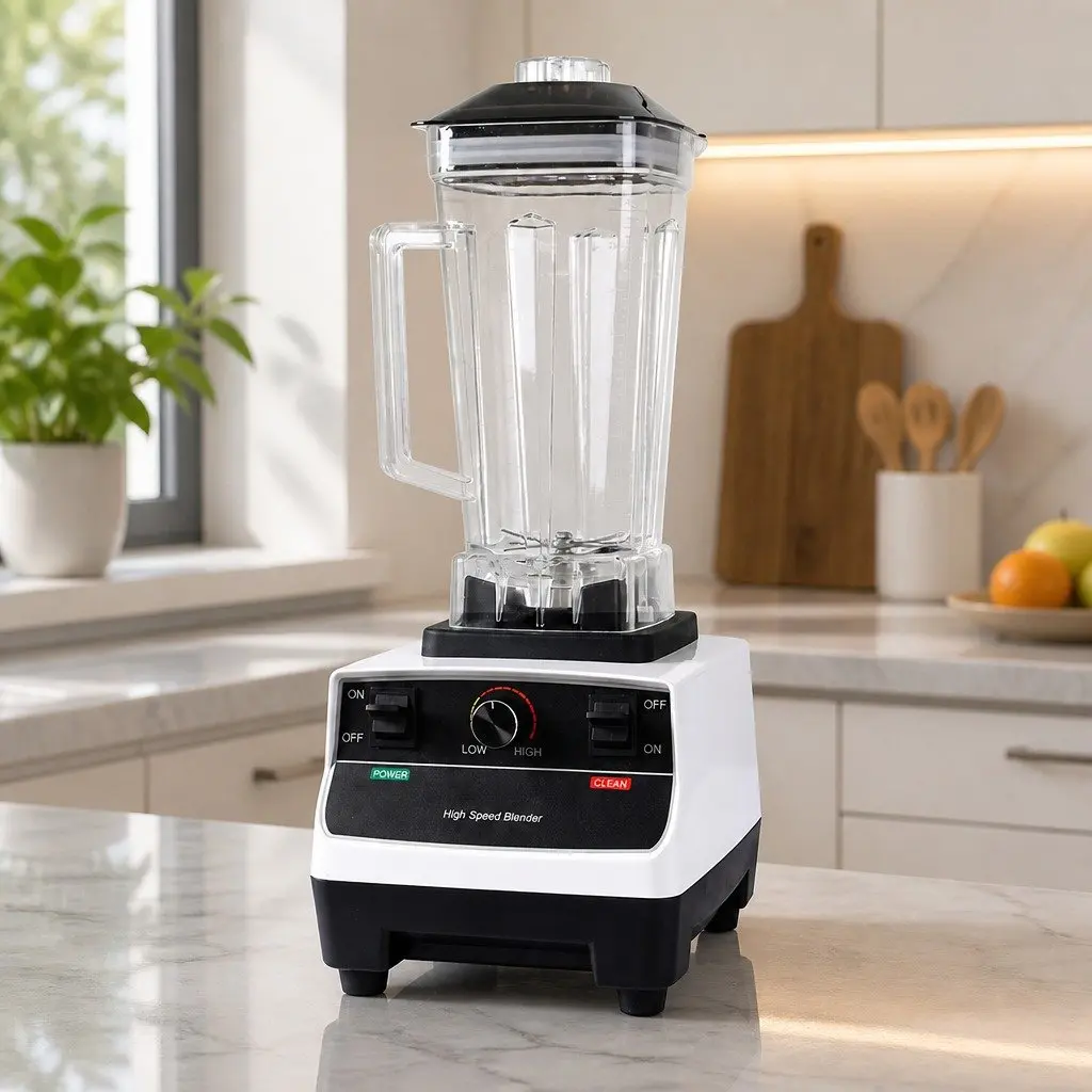 Commercial Blender 2L Food-grade Polycarbonate White 1800W with 10 Speed Settings and 6 Stainless Steel Blades