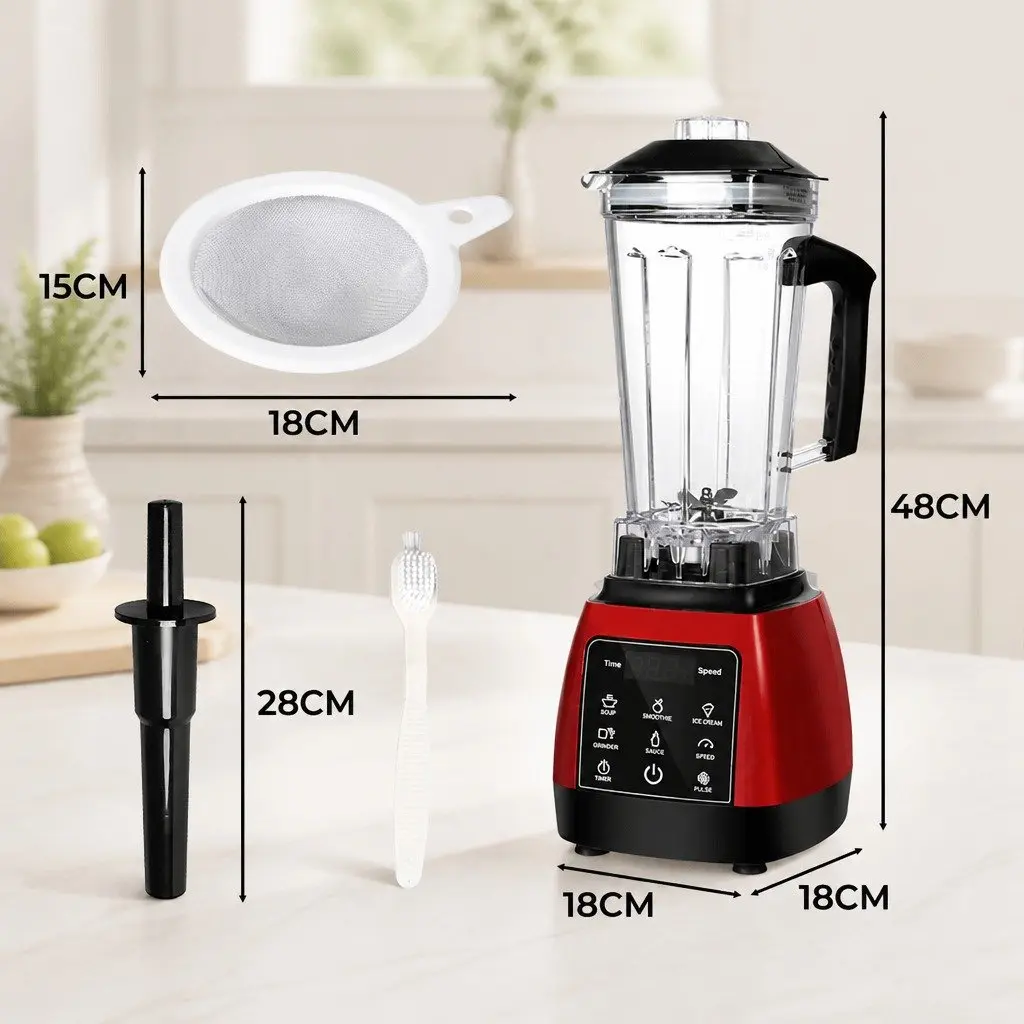Commercial Blender 2L Capacity 1600W Power Touch Panel Black