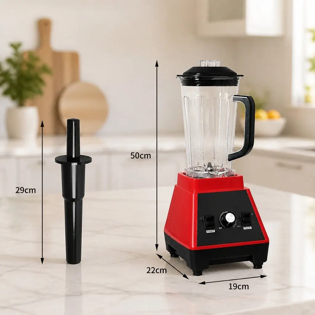 Commercial Blender 2L High-Torque 1600W Stainless Steel Blades Red