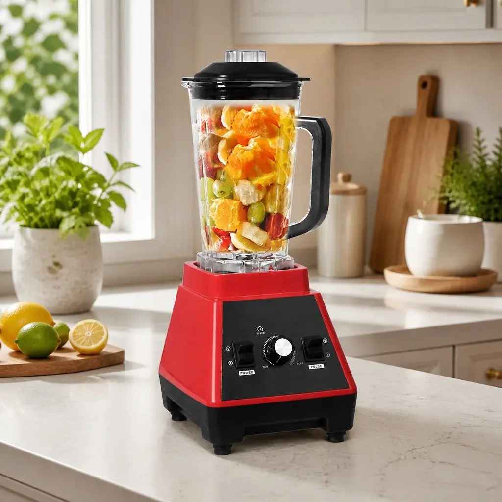 Commercial Blender 2L High-Torque 1600W Stainless Steel Blades Red