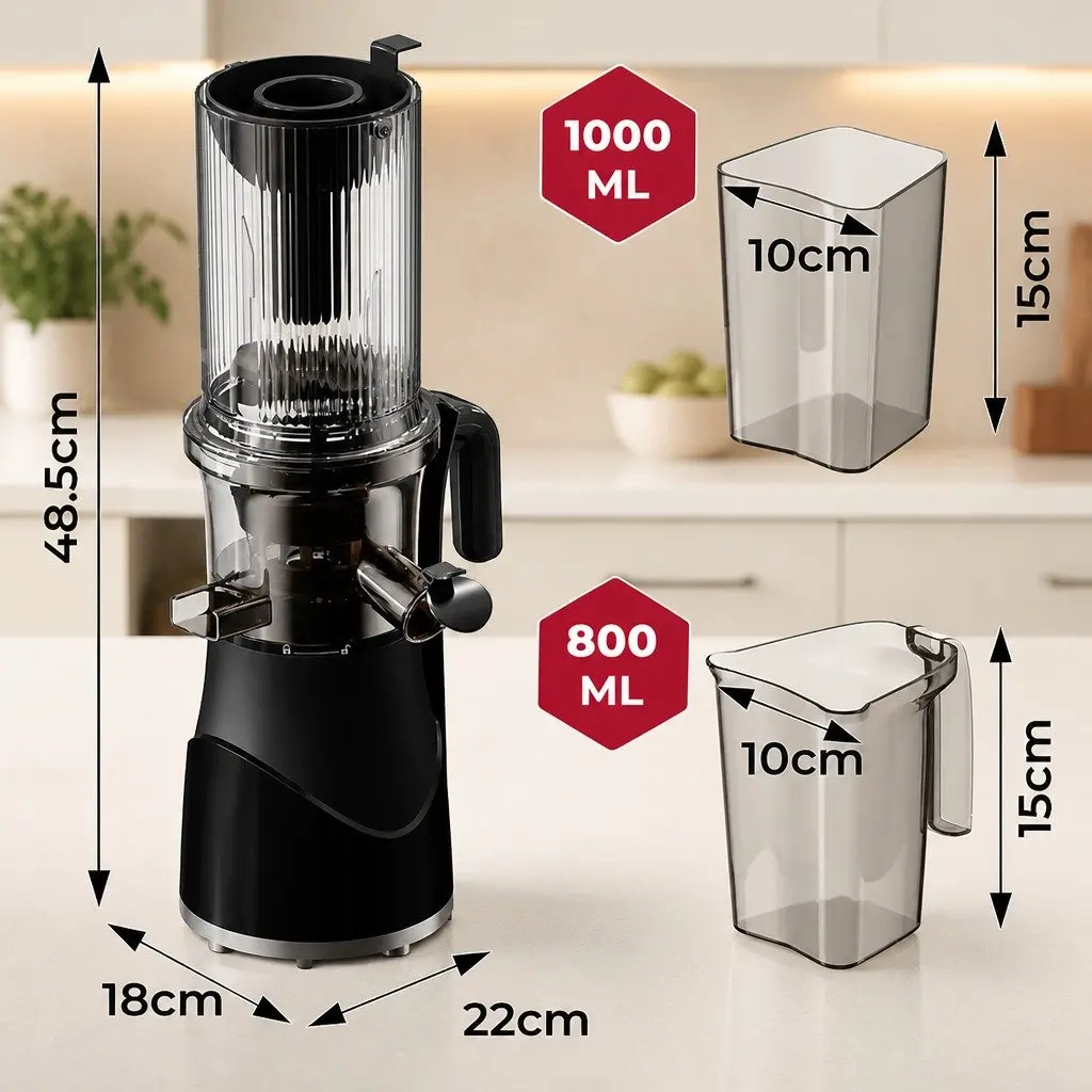 Cold Press Juicer Electric 200W Stainless Steel 12cm Black