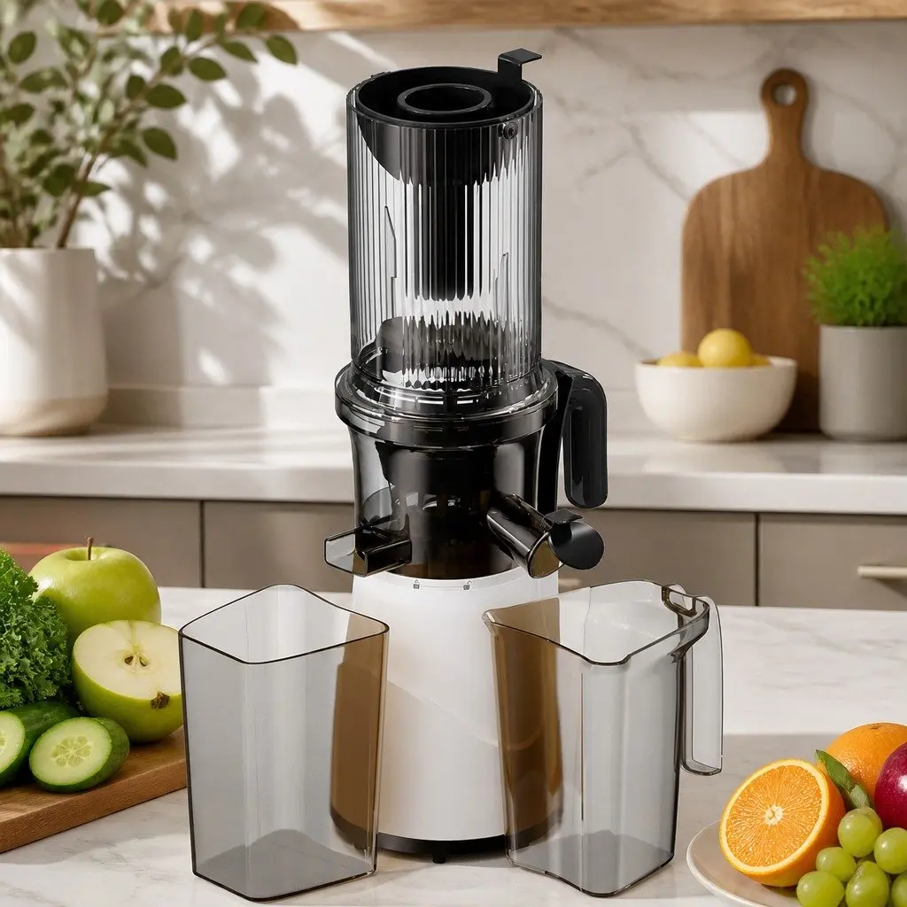Cold Press Juicer Masticating Stainless Steel 1L White