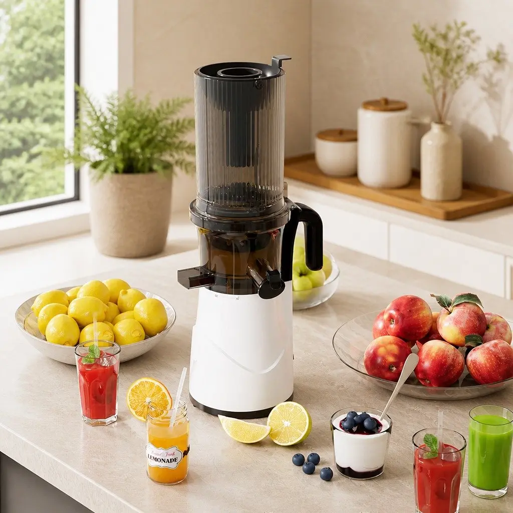 Cold Press Juicer Masticating Stainless Steel 1L White