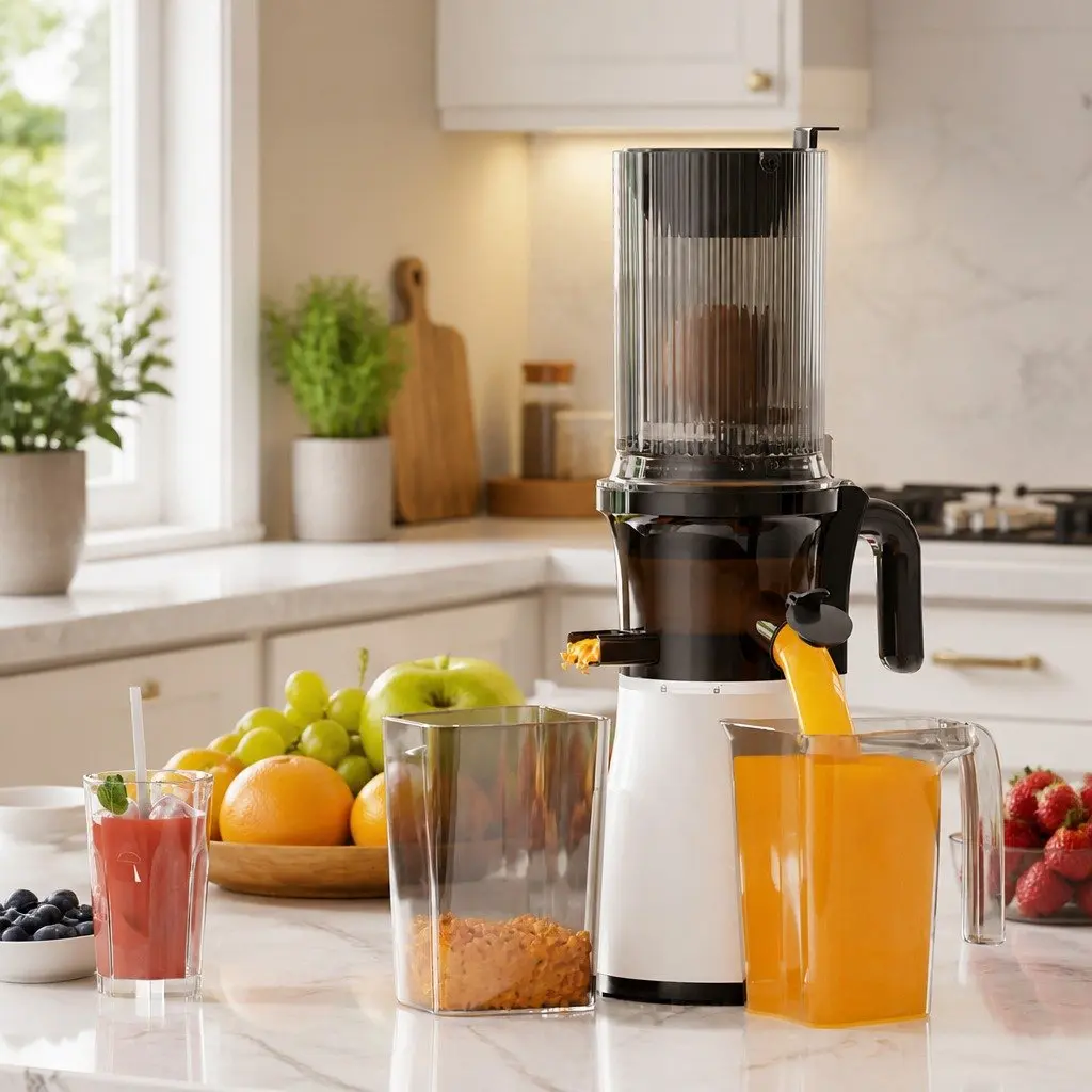Cold Press Juicer Masticating Stainless Steel 1L White