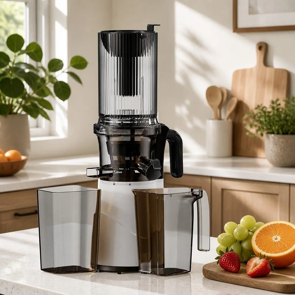 Cold Press Juicer Masticating Stainless Steel 1L White