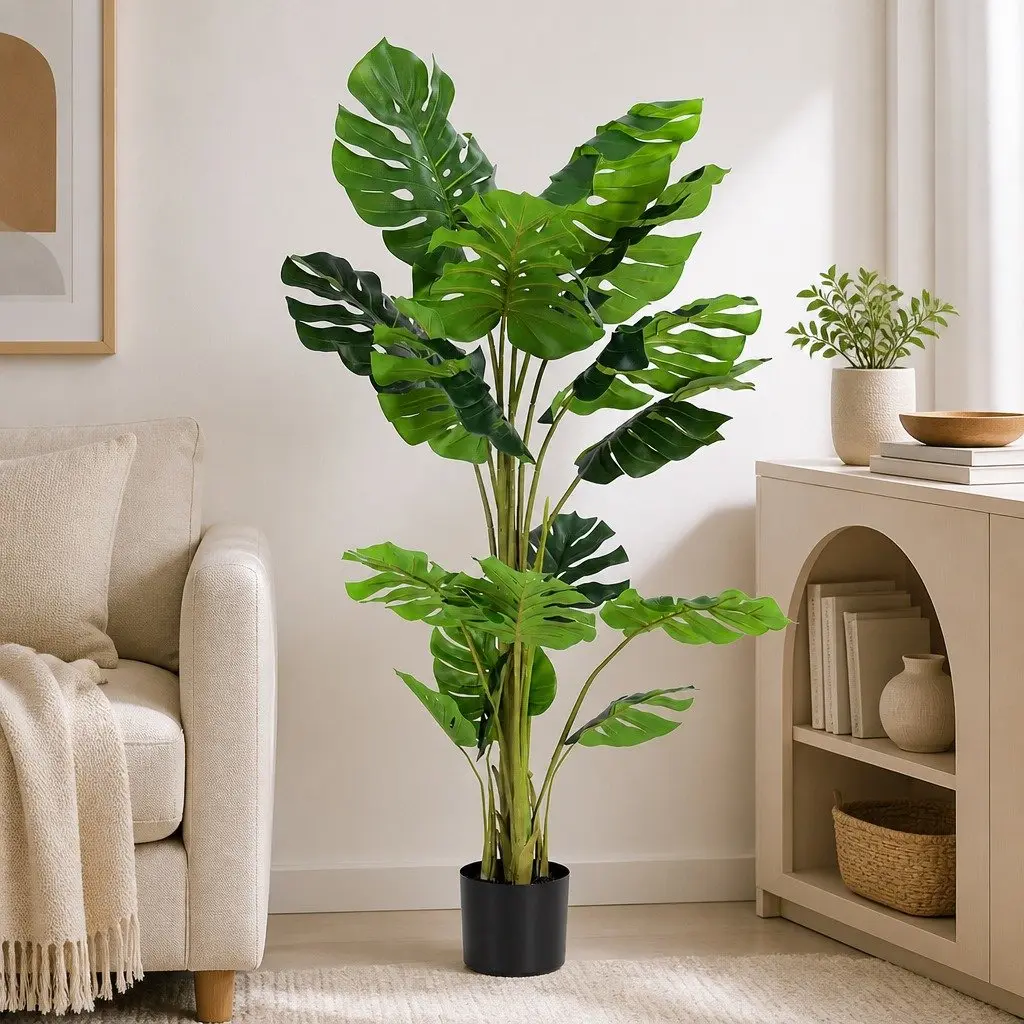 Artificial Tree Monstera Deliciosa 140cm Green Faux Plant Indoor Decorative