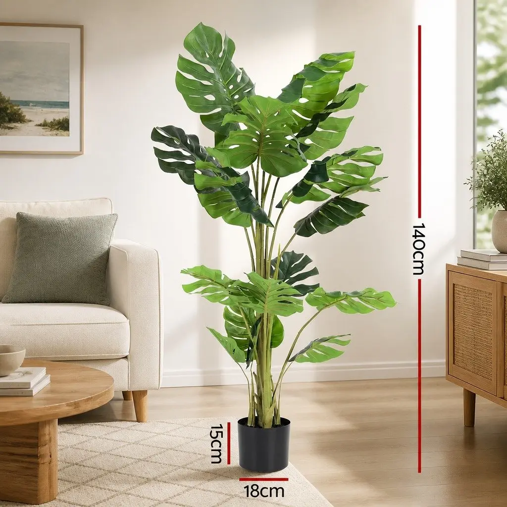 Artificial Tree Monstera Deliciosa 140cm Green Faux Plant Indoor Decorative