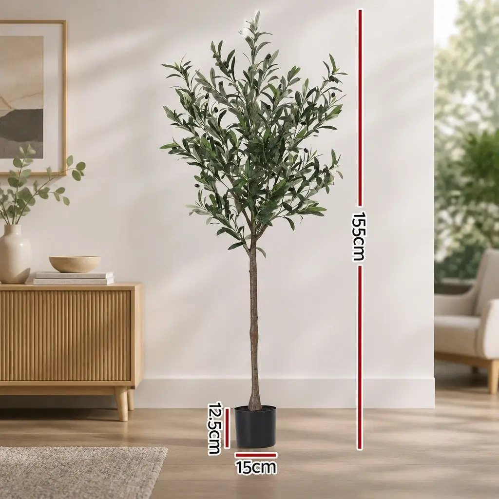 Artificial Tree Faux Olive 155cm Green Indoor Decor Lifelike Plant Home Decoration