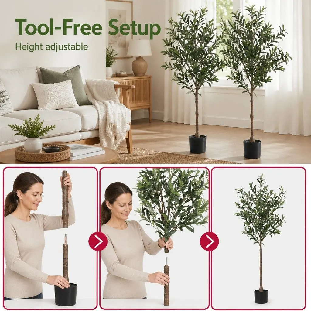 Artificial Tree Faux Olive 155cm Green Indoor Decor Lifelike Plant Home Decoration