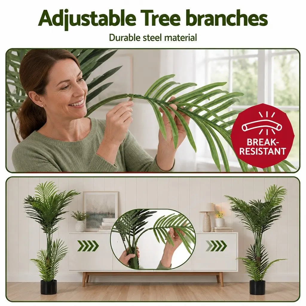 Artificial Palm Tree 100cm Faux Tropical Plant Green Indoor Outdoor Decor