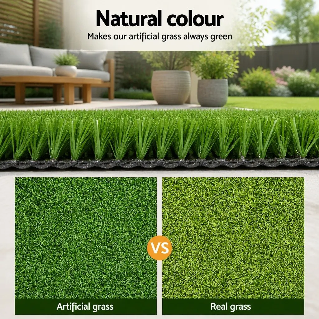 Synthetic Turf Roll Olive Green 2m x 10m 17mm Pile Durable Artificial Grass for Lawns Patios Backyards Balconies