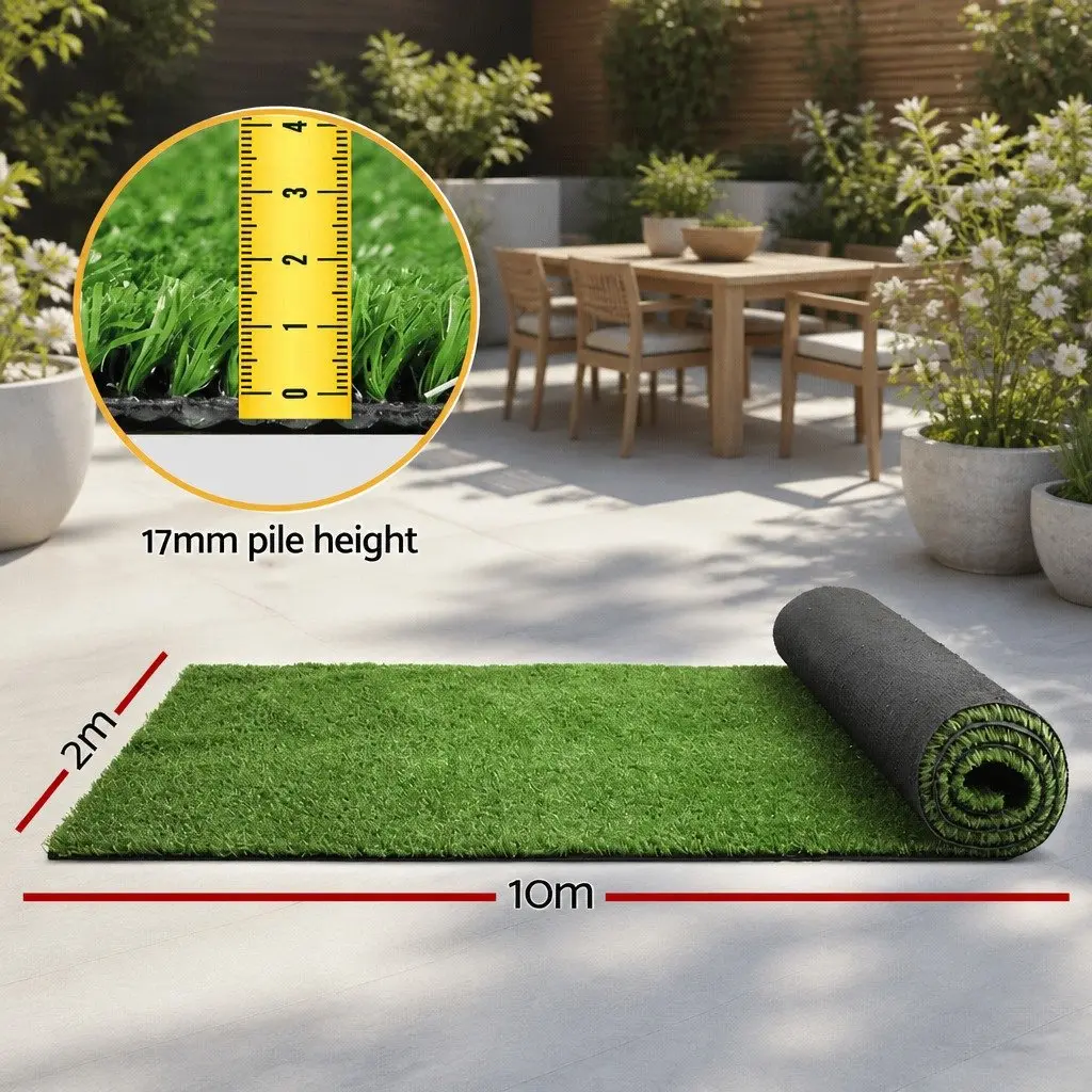 Synthetic Turf Artificial Grass Roll 20 SQM Olive Green 2m Wide 10m Long for Garden Patio Backyard Landscaping