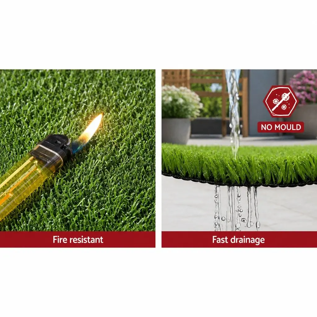 Synthetic Turf Artificial Grass Roll 20 SQM Olive Green 2m Wide 10m Long for Garden Patio Backyard Landscaping