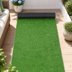 Artificial Grass Turf Rug Synthetic Lawn Mat 15mm Indoor Outdoor Drainage Olive
