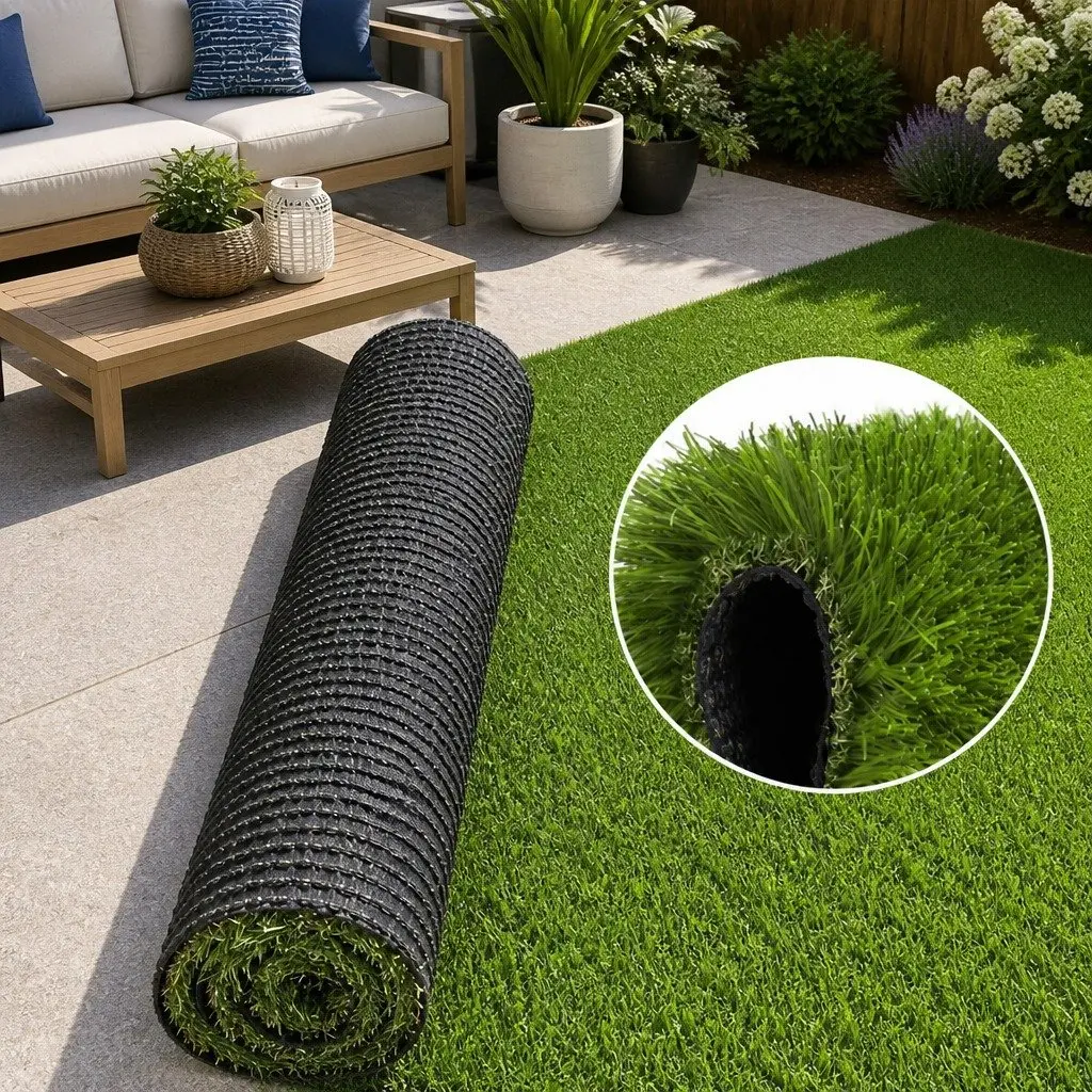 Synthetic Grass 30mm Artificial Turf Lawn Polyethylene 2m x 5m Olive Green Straight Green Beige Curl Dark Green