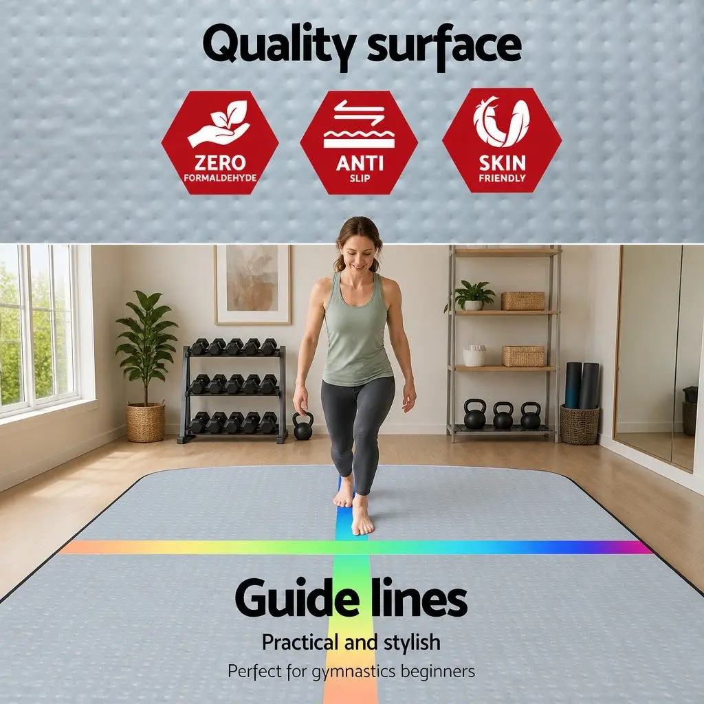 Air Track Gymnastics Mat Inflatable 3M 1000-Denier Double-Wall Fabric Multiple Colours
