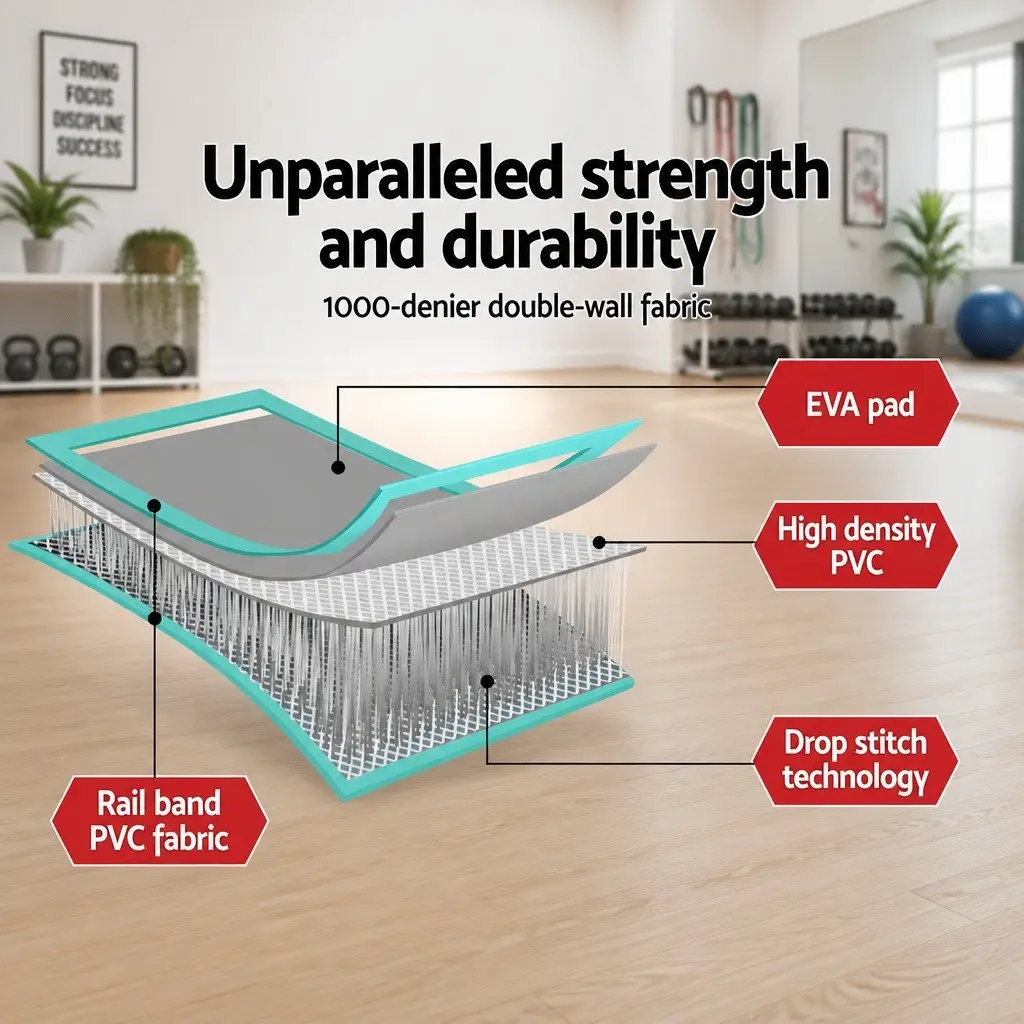 Inflatable Air Track Mat 3M Mint Grey for Gymnastics Tumbling Exercise with Electric Pump and Carry Bag