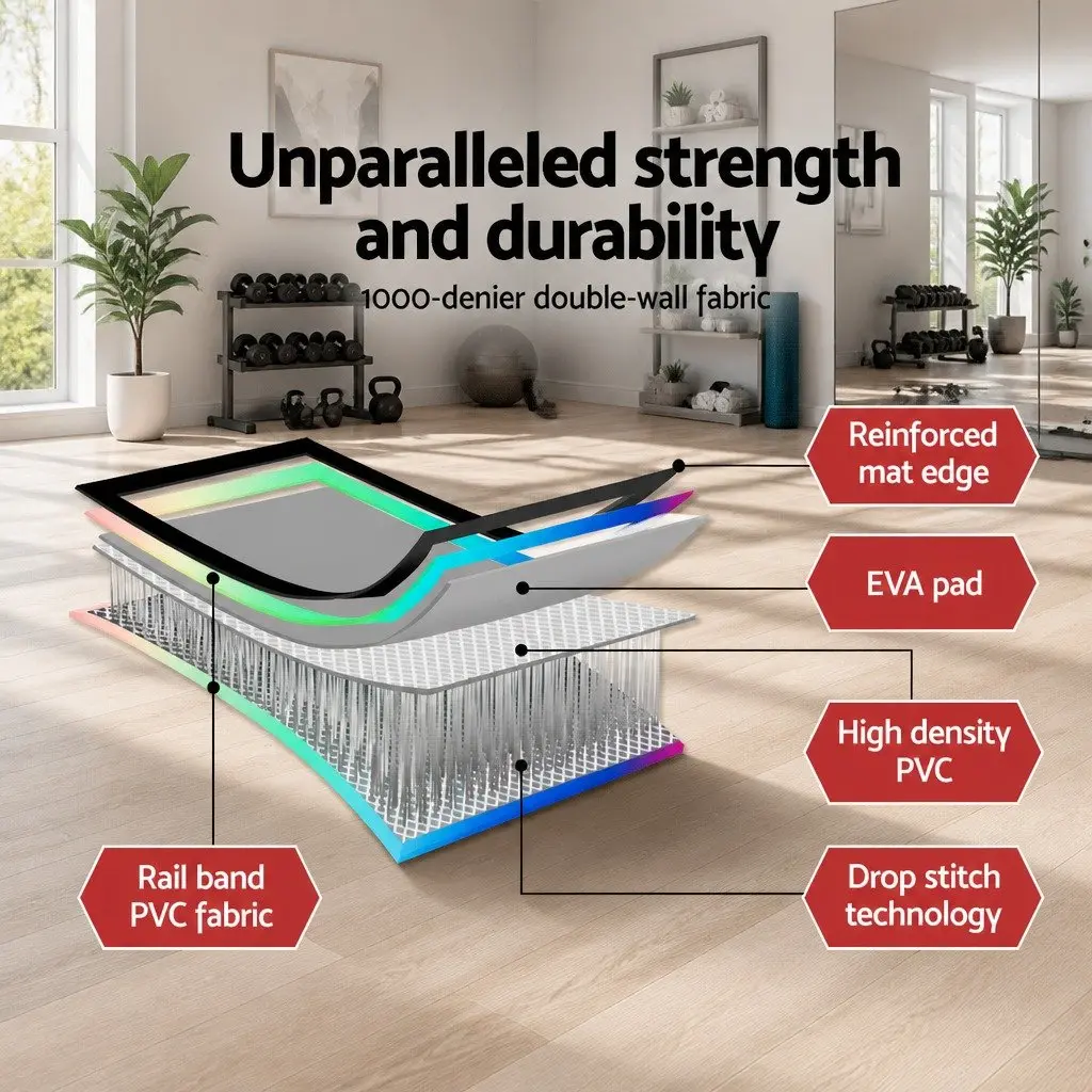 Air Track Inflatable Gymnastics Mat 3M Drop-Stitched 1000-Denier Double-Wall Fabric Anti-Slip Wear-Resistant Surface