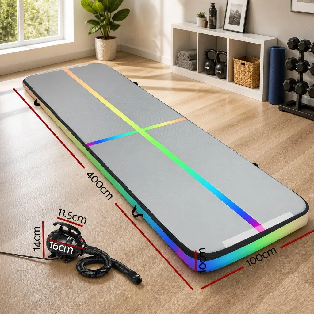 Air Track Gymnastics Mat Inflatable 4M 10cm Thick Multiple Colours