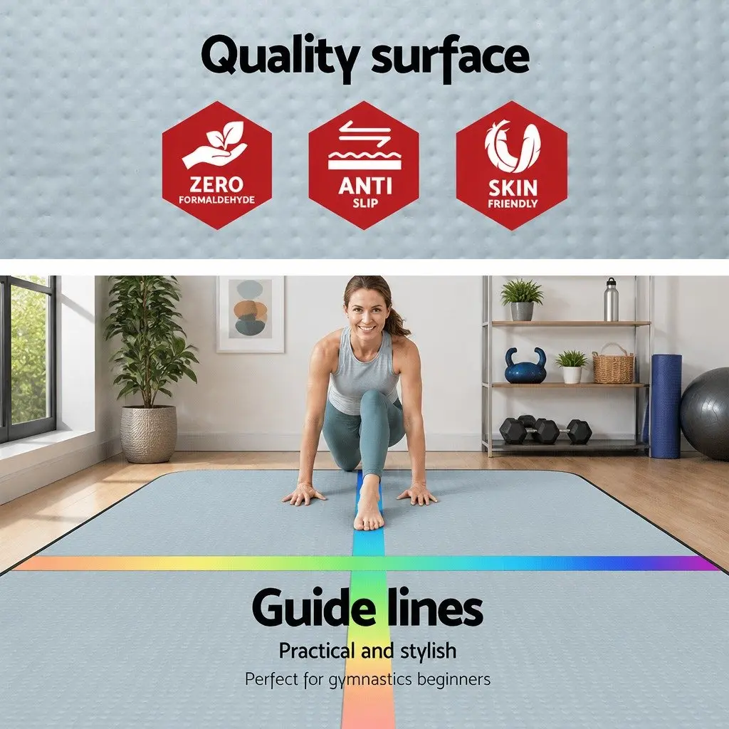 Air Track Gymnastics Mat Inflatable 4M 10cm Thick Multiple Colours