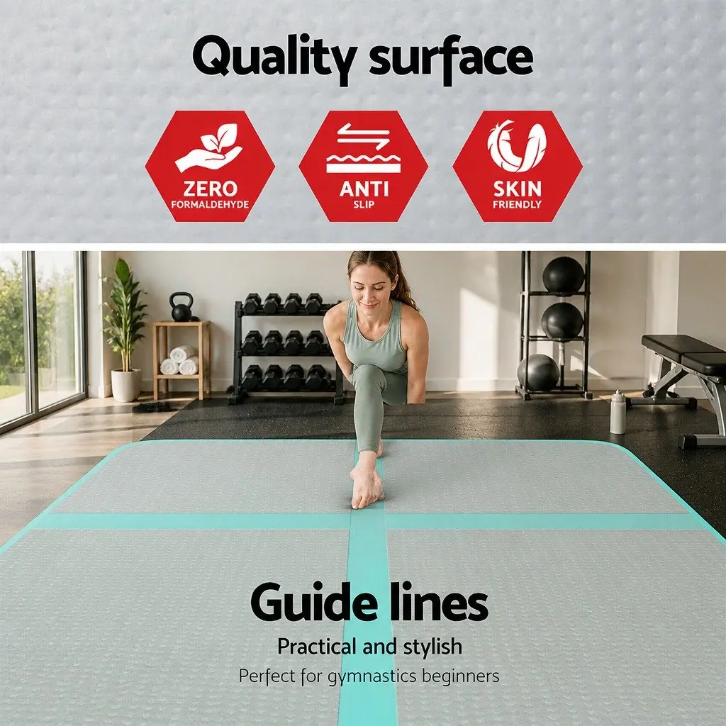 Inflatable Air Track Mat 4M Gymnastics Tumbling Training Fitness Yoga Black