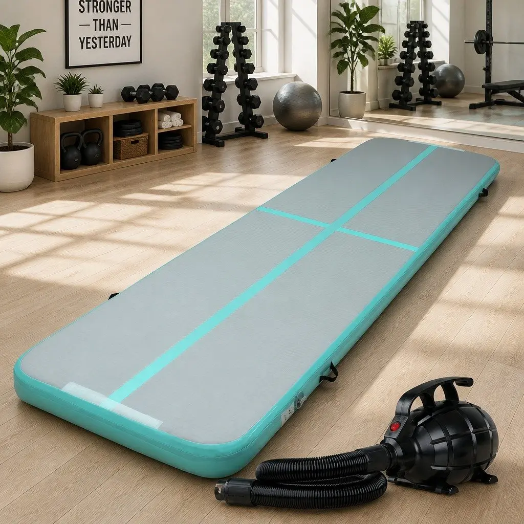 Inflatable Air Track Mat 4M Gymnastics Tumbling Training Fitness Yoga Black